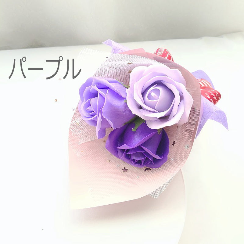 ソープフラワーのミニ花束 バラ3輪ブーケ 【フラワーギフト】Celvishオリジナルプレゼント 発表会