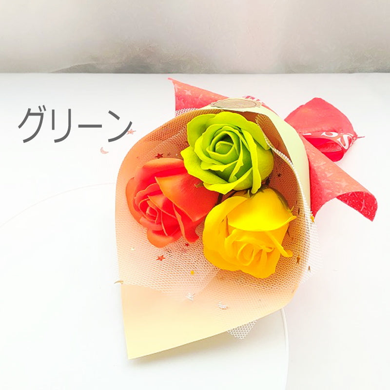 ソープフラワーのミニ花束 バラ3輪ブーケ 【フラワーギフト】Celvishオリジナルプレゼント 発表会