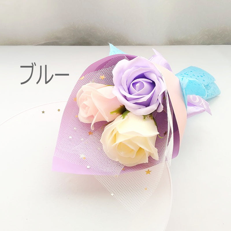 ソープフラワーのミニ花束 バラ3輪ブーケ 【フラワーギフト】Celvishオリジナルプレゼント 発表会